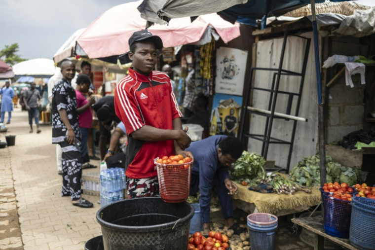 Une marchand de fruits sur un marché de la capitale nigériane Abuja, le 20 mai 2025 ( AFP / OLYMPIA DE MAISMONT )