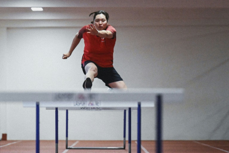 La médaillée d'or olympique en javelot, Haruka Kitaguchi, lors d'une séance d'entraînement dans la ville tchèque de Domazlice, le 14 août 2025 ( AFP / Michal Cizek )