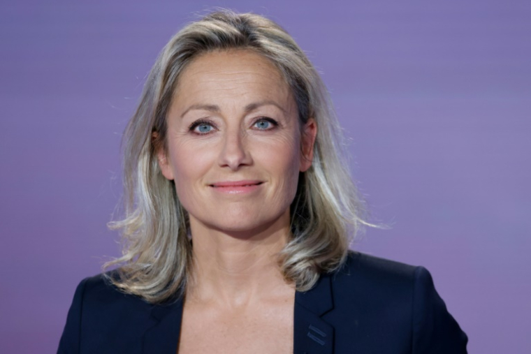Anne-Sophie Lapix le 21 avril 2022 à Paris ( AFP / Ludovic MARIN )