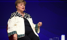 La cheffe du Fonds monétaire international (FMI) Kristalina Georgieva, lors d'une conférence organisée par la banque centrale de l'Uruguay à Montevideo le 30 juillet 2026 ( AFP / Dante FERNANDEZ )