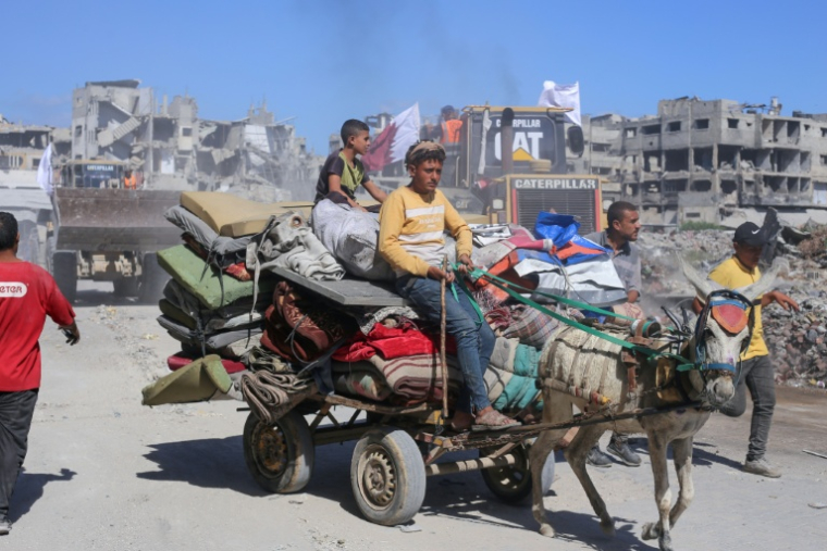 Déplacés palestiniens à Gaza-ville, le 14 octobre 2025 ( AFP / - )