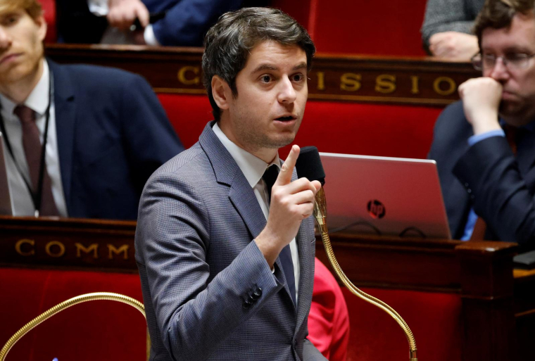 Gabriel Attal, le 17 février 2023, à l'Assemblée nationale ( AFP / Ludovic MARIN )