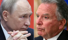 Montage du président russe Vladimir Poutine et de l'émissaire américain Steve Witkoff. ( POOL/AFP / ALEXANDER KAZAKOV )