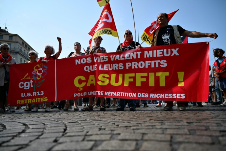 Manifestation pour l'abrogation de la réforme des retraites, à Marseille, le 5 juin 2025 ( AFP / Christophe SIMON )