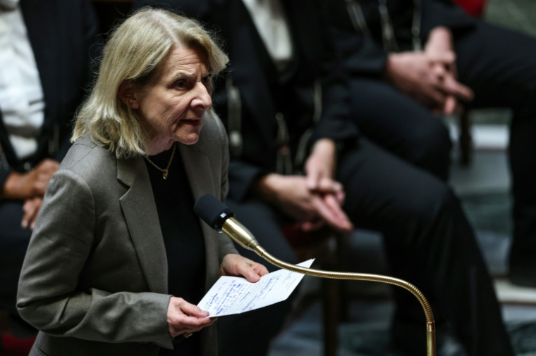 La ministre de la Culture Catherine Pégard à l'Assemblée nationale à Paris le 19 mai 2026 ( AFP / Anne-Christine POUJOULAT )