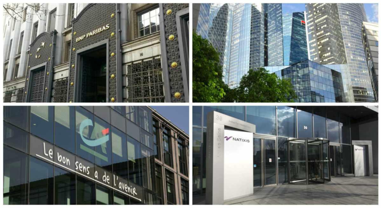 Quatre des plus grandes banques françaises. (© BNP Paribas / Crédit Agricole / Natixis / Société Générale)