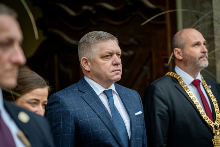 Le Premier miinistre slovaque Robert Fico à Kosice en Slovaquie, le 17 octobre 2025. ( AFP / PETER LAZAR )