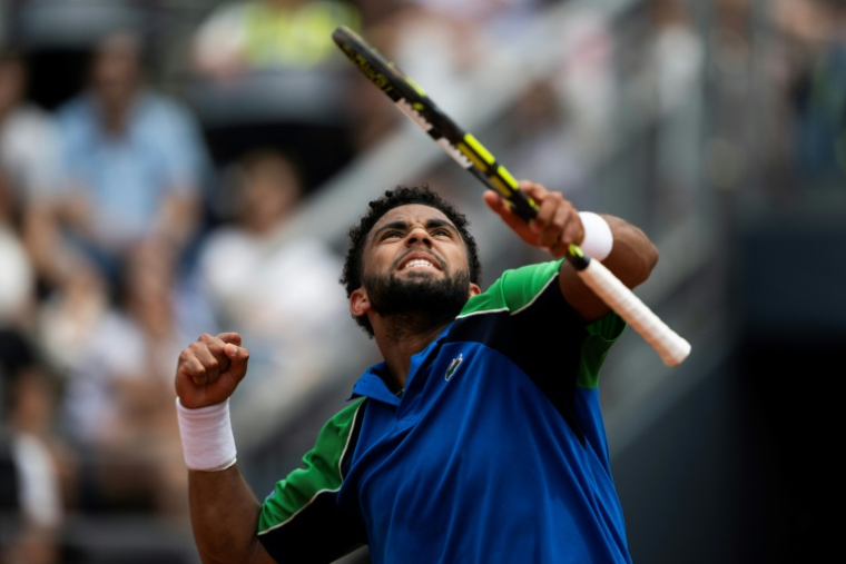 Arthur Fild, tombeur de Stefanos Tsitsipas, au Masters 1000 de Rome le 11 mai 2025 ( AFP / MARCO BERTORELLO )
