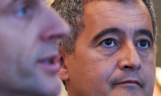 Emmanuel Macron et Gérald Darmanin, le 27 juillet 2024, à Paris ( POOL / YVES HERMAN )