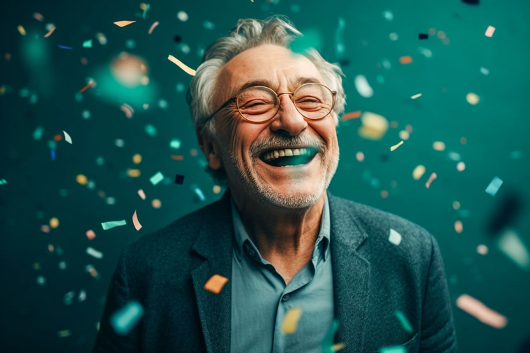 (Crédits photo : Adobe Stock - Homme qui se réjouit de passer les fêtes en famille dans la bonne humeur)