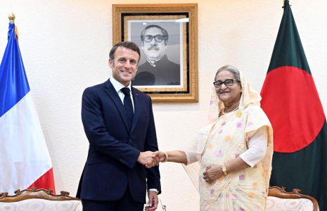 Président français Emmanuel Macron et Sheikh Hasina, Première ministre du Bangladesh