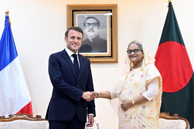 Président français Emmanuel Macron et Sheikh Hasina, Première ministre du Bangladesh