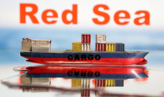 Une illustration d'un cargo sur la mer Rouge