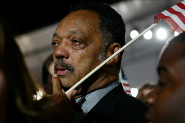 Le pasteur américain Jesse Jackson au soir de l'élection de Barack Obama, le 4 novembre 2008 à Chicago, dans l'Illnois ( GETTY IMAGES NORTH AMERICA / JOE RAEDLE )