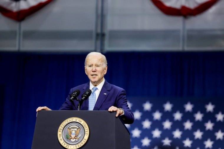 Le président des Etats-Unis Joe Biden prononce un discours à Virginia Beach, dans l'Etat de Virginia, le 28 février 2023 ( GETTY IMAGES NORTH AMERICA / Anna Moneymaker )