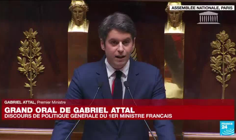 REPLAY - Retrouvez le discours de politique générale du premier ministre français Gabriel Attal
