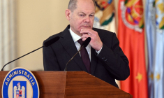 Olaf Sholz à Bucarest, en Roumanie, le 3 avril 2023. ( AFP / DANIEL MIHAILESCU )