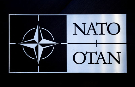Le logo de l'Otan au siège de l'Alliance à Bruxelles