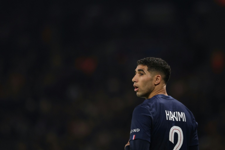 Le défenseur marocain Achraf Hakimi lors de la 8e journée de la Ligue des champions de l'UEFA, opposant le Paris Saint-Germain (PSG) à Newcastle United FC au Parc des Princes à Paris, le 28 janvier 2026 ( AFP / FRANCK FIFE )