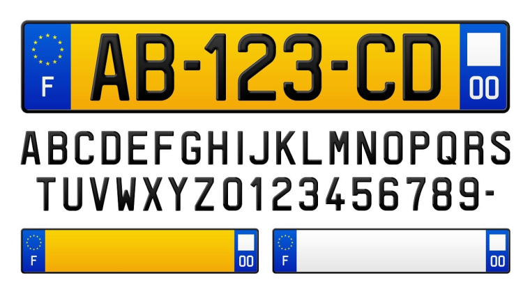 plaque d'immatriculation européenne