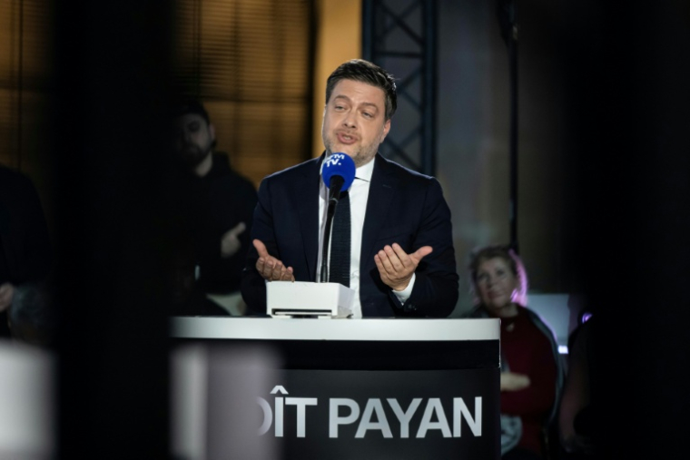 Le maire sortant de Marseille et candidat à sa réélection, Benoît Payan, lors d'un débat entre les principaux candidats aux municipales, le 19 février 202 à Marseille ( AFP / MIGUEL MEDINA )