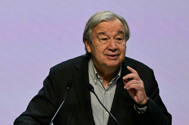 Le secrétaire général de l'ONU Antonio Guterres à Belem, au Brésil, le 20 novembre 2025 ( AFP / Pablo PORCIUNCULA )