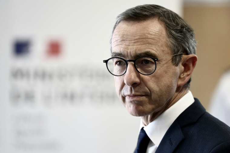 Le ministre français de l'Intérieur Bruno Retailleau lors d'une conférence de presse au commissariat du 20e arrondissement de Paris, le 24 juillet 2025 ( AFP / Thibaud MORITZ )