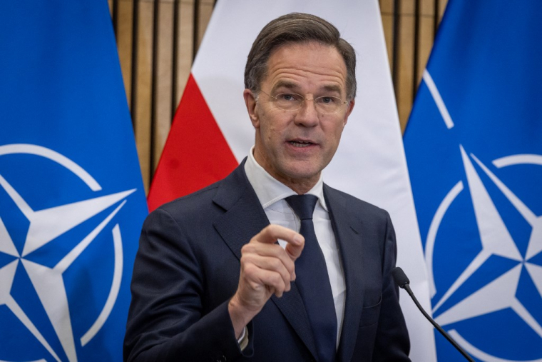 Mark Rutte à Bemowo Piskie, en Pologne, le 18 décembre 2025. ( AFP / WOJTEK RADWANSKI )