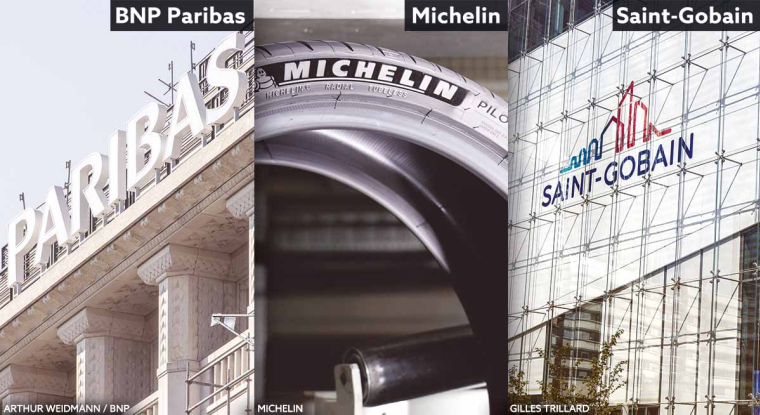 Trois valeurs qui ont surpris les investisseurs. (© BNP/ Michelin/St Gobain)