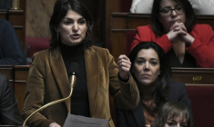 Aurélie Trouvé à Paris, le 31 janvier 2024. ( AFP / STEPHANE DE SAKUTIN )