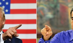 Combo réalisé en 2019 de portraits de Donald Trump (g) et Nicolas Maduro ( AFP / Nicholas Kamm )