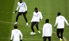 Les Parisiens préparent le match de Ligue des champions contre Newcastle, lors d'une séance d'entraînement au Campus PSG, le 27 janvier 2026    ( AFP / FRANCK FIFE )