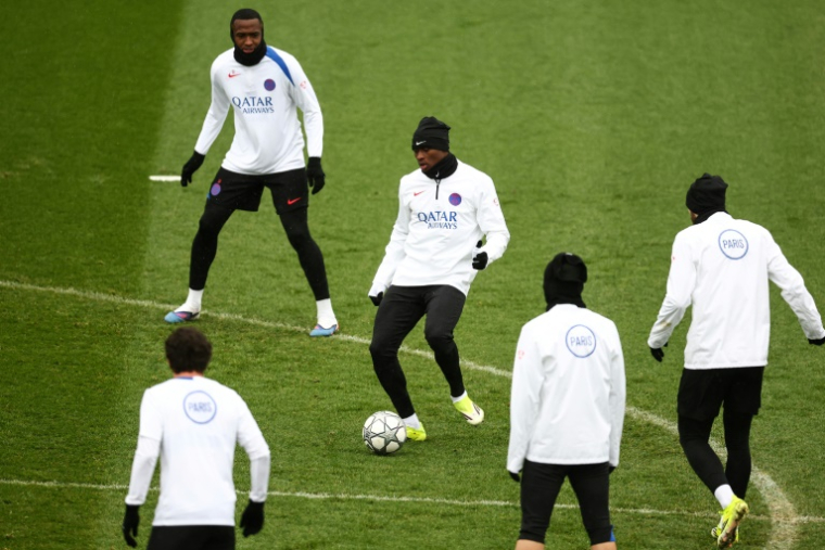 Les Parisiens préparent le match de Ligue des champions contre Newcastle, lors d'une séance d'entraînement au Campus PSG, le 27 janvier 2026    ( AFP / FRANCK FIFE )