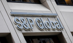 Le logo de S&P Global dans le quartier financier de New York