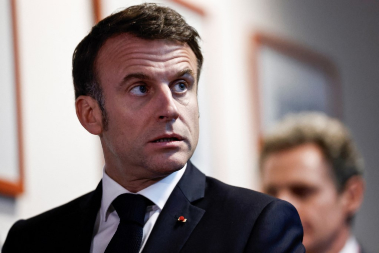 Emmanuel Macron à Bruxelles, en Belgique, le 22 mars 2024. ( AFP / SAMEER AL-DOUMY )