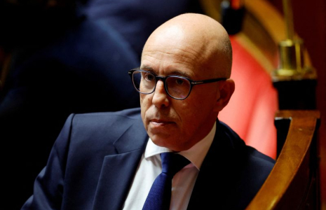Eric Ciotti lors d'un débat visant à inscrire le droit à l'avortement dans la Constitution, à l'Assemblée nationale à Paris