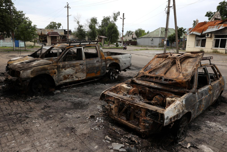 A Lyman, en Ukraine, le 8 juillet. ( AFP / STRINGER )