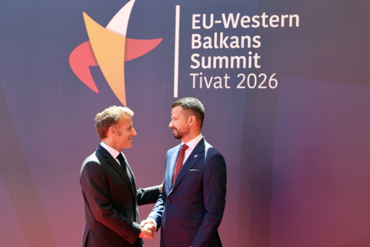 Emmanuel Macron et Jakov Milatović avant le sommet à Tivat au Monténégro le 5 juin 2026 ( AFP / Ludovic MARIN )