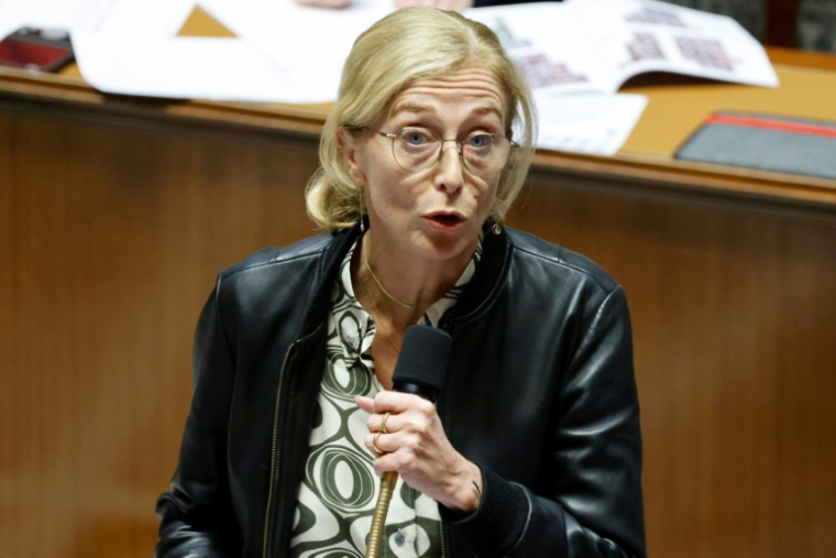 Charlotte Caubel, alors secrétaire d'Etat à l'Enfance, s'exprime à l'Assemblée nationale le 14 novembre 2023 à Paris ( AFP / Ludovic MARIN )
