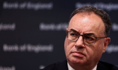 Le gouverneur de la Banque d'Angleterre, Andrew Bailey, lors d'une conférence de presse