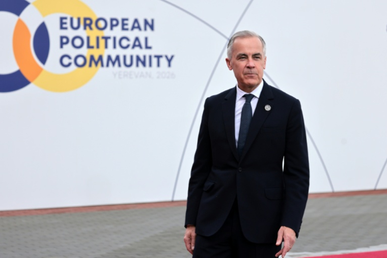 Le Premier ministre canadien Mark Carney à son arrivée au 8e sommet de la Communauté politique européenne le 4 mai 2026 à Erevan ( AFP / Ludovic MARIN )