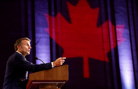 Emmanuel Macron à Montréal, au Canada, le 26 septembre 2024. ( AFP / LUDOVIC MARIN )