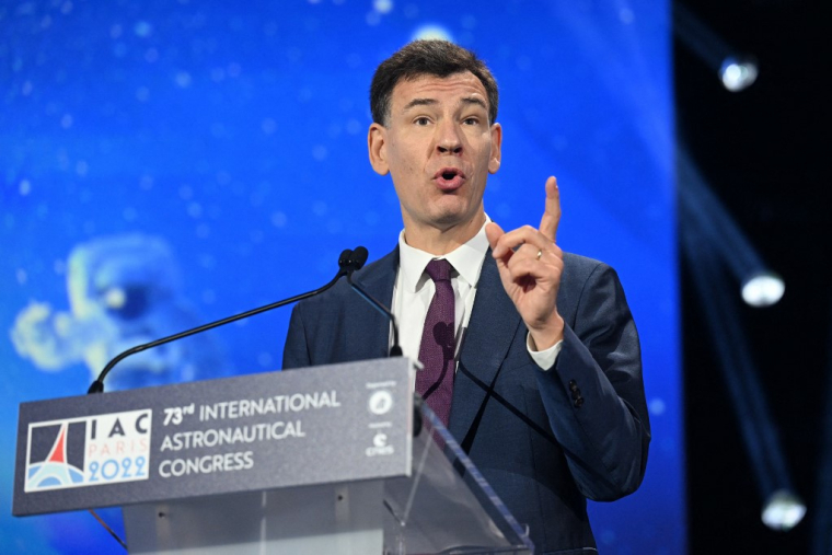 Le président du Centre national d'études spatiales (Cnes) Philippe Baptiste, au 73e Congrès international des astronautes à Paris, le 18 septembre 2022. ( AFP / EMMANUEL DUNAND )