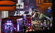 Les pompiers et le personnel de secours à Mestre, en Italie