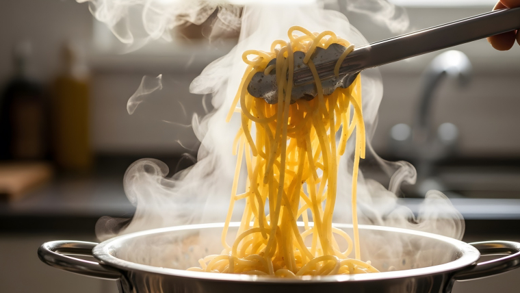 La structure cachée des pâtes se modifie au cours de la cuisson, et les versions sans gluten se comportent de manière différente. (crédit: Adobe Stock/photo générée par IA)