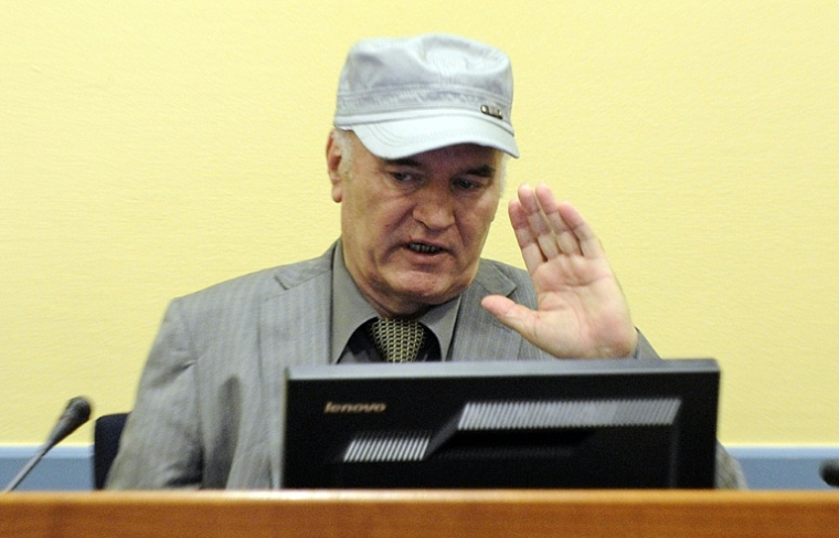 L'ex-chef militaire des Serbes de Bosnie, le général Ratko Mladić, dans la salle d'audience lors de sa comparution initiale devant le Tribunal pénal international pour l'ex-Yougoslavie (TPIY) à La Haye, le 3 juin 2011 ( POOL / MARTIN MEISSNER )