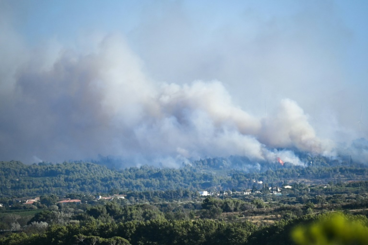 L'incendie près de Sigean, dans l'Aude, le 26 juillet 2025 ( AFP / Matthieu RONDEL )