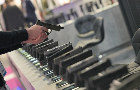 Un stand au salon Milipol à Villepinte, le 14 novembre 2023. ( AFP / MIGUEL MEDINA )