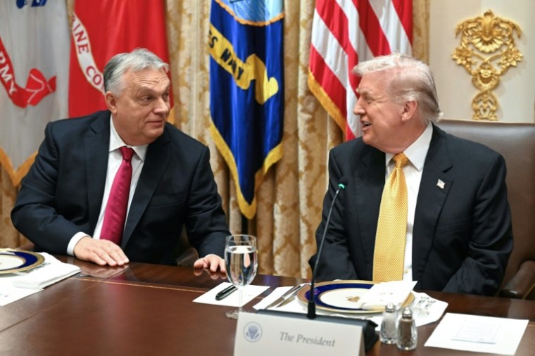 Le président américain Donald Trump et le Premier ministre hongrois Viktor Orban, le 7 novembre 2025 à la Maison Blanche ( AFP / SAUL LOEB )