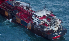 Le pétrolier Stena Immaculate après sa collision avec un cargo au large de la côte nord-est de l'Angleterre
